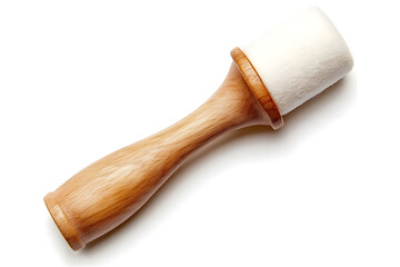 Wooden handle cosmetic brush soft white fluffy beauty tool
