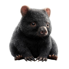 A curious baby Tasmanian devil with striking claws looking innocent on a on transparent background