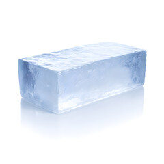 Obraz premium Rectangular ice block with a frosted, isolated on white background 