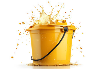 Yellow plastic bucket golden liquid