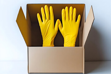 Yellow safety gloves product shot