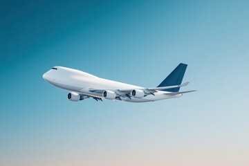 Large Airplane Ready for Takeoff Against a Clear Sky at an Airport for Air Freight Operations