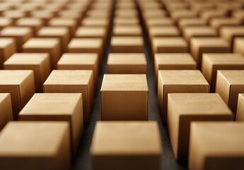 Obraz premium Light Brown Cardboard Boxes in a Grid Pattern