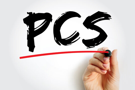 PCS Post-concussion syndrome - set of symptoms that may continue for weeks or more after a concussion, acronym medical concept for presentations and reports