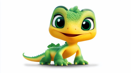 Fototapeta premium Cartoon lizard character, cheerful, friendly