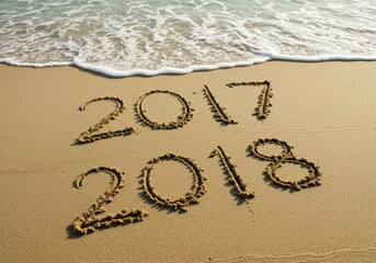Fototapeta premium Photo of 2018 New Year on Beach Sand