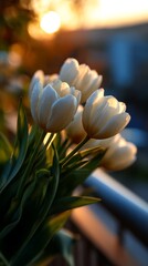 flowers in a sunset with tulips.