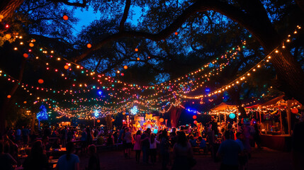 As the sun sets over Austin, Eeyore&rsquo;s Birthday Party transforms into a twilight carnival. Fairy lights strung between trees flicker on, casting a magical glow over dancing silhouettes and vibrant boot