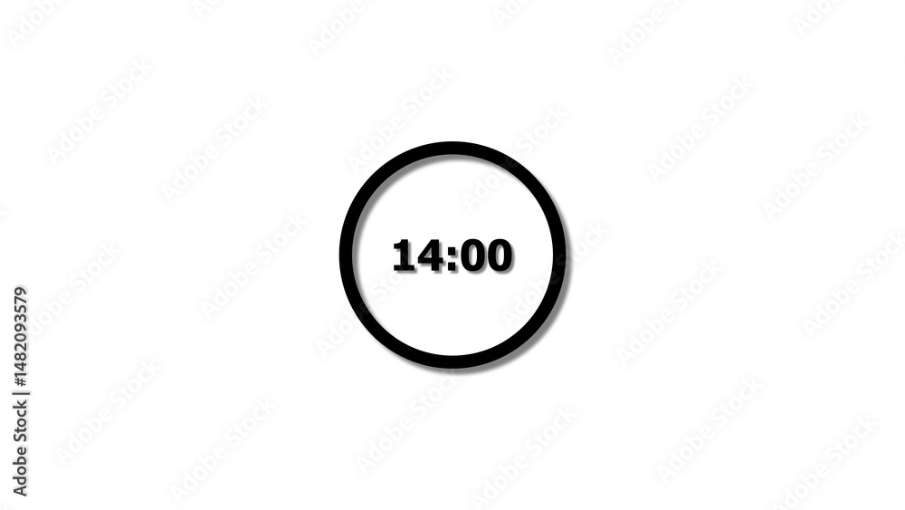 Fototapete digital countdown timer black color 4k illustration of 14 second on transparent on white background.