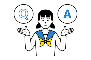 Q＆Aを紹介する女子学生