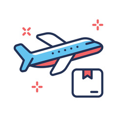 A captivating outline icon of plane delivery