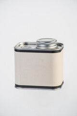 White can for packaging on white background.