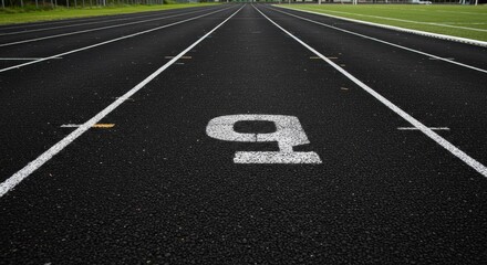 Photo of Black Running Track with White Number Nine