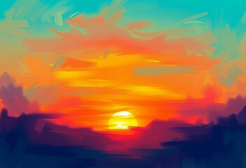 Stunning Abstract sunset with vibrant colors.