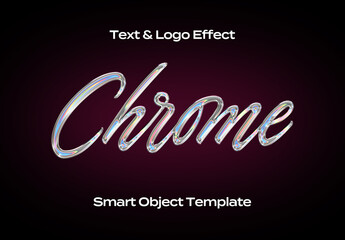 Chrome Transparent Black Text Logo Style Effect Mockup Logotype Template Shape