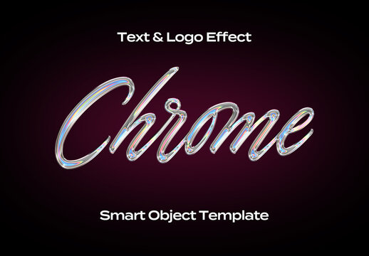 Chrome Transparent Black Text Logo Style Effect Mockup Logotype Template Shape