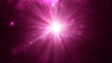 Obraz premium The illustration, Cosmic Sparks, presents a glowing purple starburst filled with tiny sparks and dots, set against a backdrop of radiant nebulae