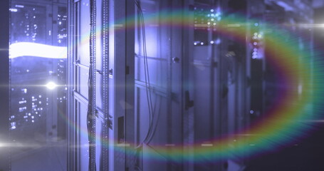 Image of moving shapes over light spots