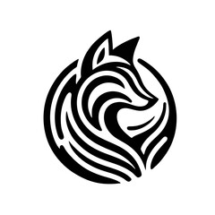Cool Fox Logo With Abstract Design, Silhouette Style