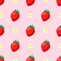 Seamless pattern with cute strawberry.