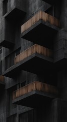 Fototapeta premium Abstract concrete building with offset balconies