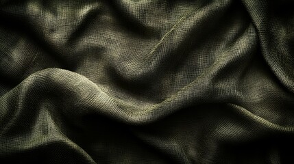 Fototapeta premium Time-Spun Threads illustration displays a distinctive texture of olive green woven fabric