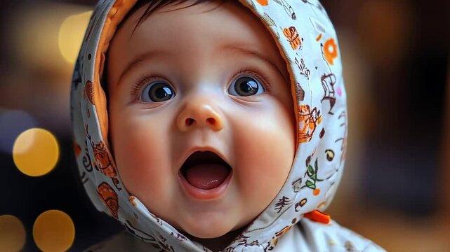 Happy Baby Portrait with Wide Smile on White none concept