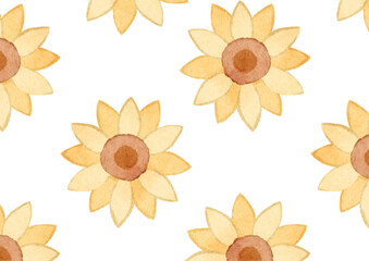 watercolor cute sunflower background illustration