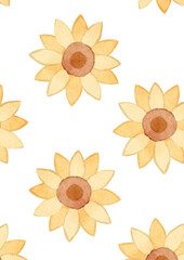 watercolor cute sunflower background illustration2