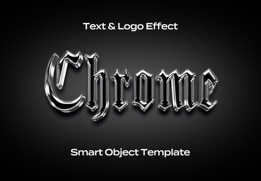 Chrome Transparent Black Text Logo Style Effect Mockup Logotype Template Shape