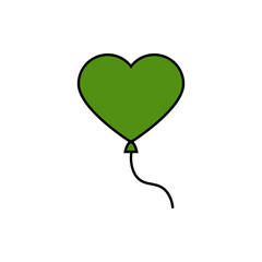 Heart Shaped Air Balloon Icon, green color