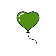 Heart Shaped Air Balloon Icon, green color