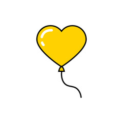 Heart Shaped Air Balloon Icon, yellow color