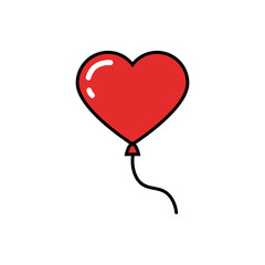 Heart Shaped Air Balloon Icon, red color
