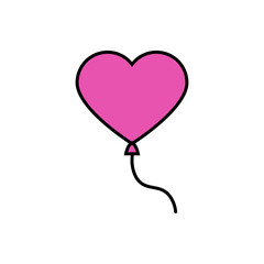 Heart Shaped Air Balloon Icon, pink color