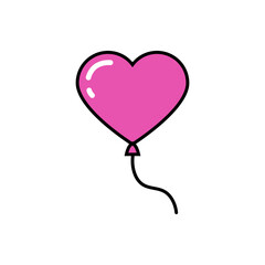 Heart Shaped Air Balloon Icon, pink color
