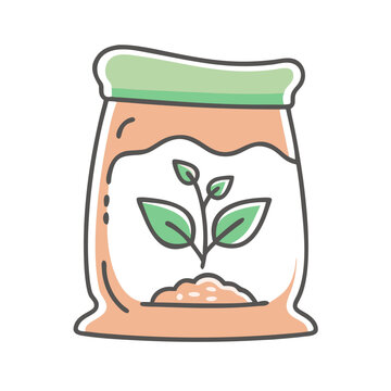 bag of soil with sprout, green and orange clip art preview