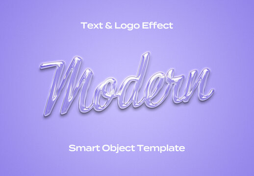 Glass Transparent Text Logo Style Effect Mockup Logotype Template Shape