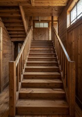 Photo of Empty Wooden Staircase in Rustic House