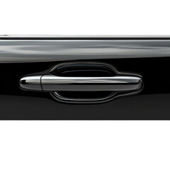 Sleek chrome handle on a black luxury vehicle inviting touch with its on transparent background