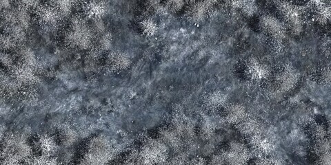 Top-down view of a dark grey, snow-covered ground, in the digital art style, ultra-detailed, high resolution.
