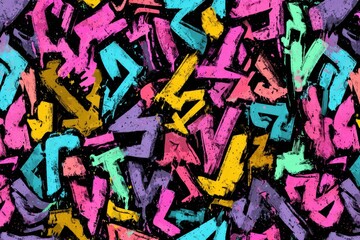 Abstract Graffiti Style Seamless Pattern in Vibrant Colors