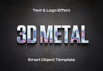 Chrome Metal Text Logo Style Effect Mockup Logotype Template Shape