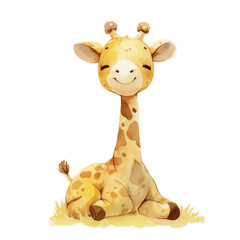 giraffe cute Jungle animal transparent for making stickers.