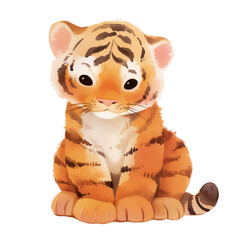 tiger cute Jungle animal transparent for making stickers.