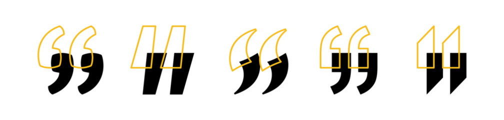 Quote Mark Vector Set. Quotation Marks, Speech Marks, Inverted Commas, Remark Sign Collection Vector Illustration.