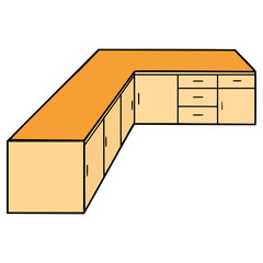 corner cabinet kitchen illustration hand drawn isolated vector