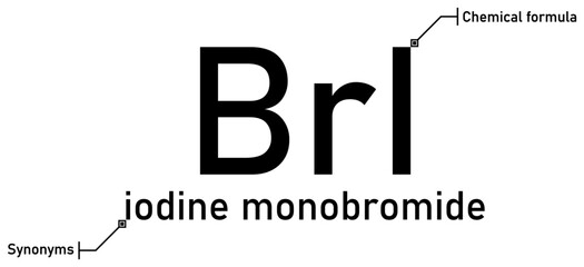 Iodine monobromide chemical formula and synonyms with callout titles