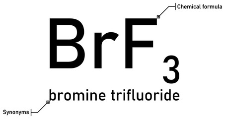 Bromine trifluoride chemical formula and synonyms with callout titles