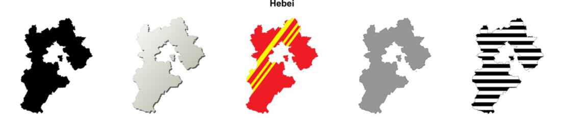 Fototapeta premium Hebei province outline map set